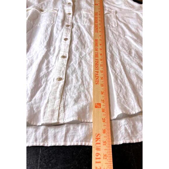 Eddie Bauer White Linen Shirt | Coastal Grandmother & Resort Luxe Size XL - Picture 6 of 6